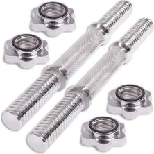 Multiflexpro 36CM Ikili Kısa Krom Halter Barı Dambıl Sapı Fitness Egzersiz Aleti Dumbell Bar 2X36 cm