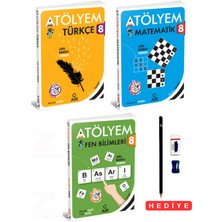 8.sınıf Atölyem Türkçe Matematik Fen Bilimleri Soru Bankası Tadında 3 Kitap Set Kalem Seti Hediyeli