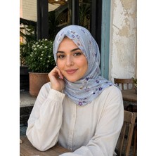 Bambu Kraş Eşarp - Desenli Mavi