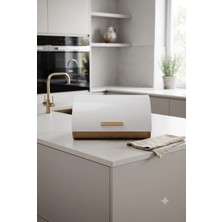 Klarhaus Premium Bambu Tabanlı Metal Kapaklı Ekmeklik 35X26X17 cm