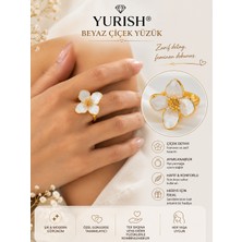 Yurish Kadın Lotus Çiçeğ Imavi Mineli Ayarlanabilir Yüzük