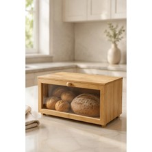 Klarhaus Bready Bambu Kapaklı Ekmeklik ve Mutfak Tezgâh Düzenleyici 40X20X22 cm