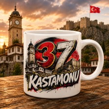 Ajans 313 37 Kastamonu Kale ve Saat Kulesi Graffiti Tasarımlı Baskılı Kupa Bardak