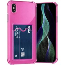 Bukas iPhone Xr Uyumlu Kamera Korumalı Kartlıklı Köşeleri Airbag Tasarımlı Darbe Önleyici Pembe