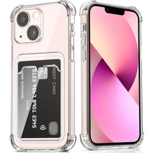 Bukas iPhone 15 Plus Uyumlu Kamera Korumalı Kartlıklı Köşeleri Airbag Tasarımlı Darbe Önleyici Şeffaf