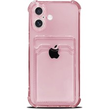 Bukas iPhone 17 Uyumlu Kamera Korumalı Kartlıklı Köşeleri Airbag Tasarımlı Darbe Önleyici Pembe