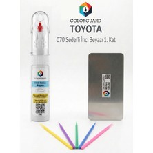 Colorguard Toyota 070 Sedefli Inci Beyazı 1. Kat Rötuş Seti - 2 Si 1 Arada Iğne ve Fırça Uçlu Şişe, Rötuş Çeliği ve Rötuş Çubuğu