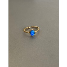 Altın Kaplama Mavi Opal Yüzük