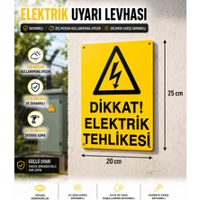 Dikkat Elektrik Tehlikesi Uyarı Levhası 25X20 cm ,elektrik Ikaz Levhası,su ve Güneşe Dayanıklı