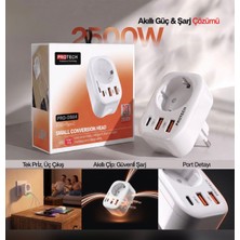 Azurtech OS04 2500W Akıllı Çoklu Priz – 2 USB + Type-C Hızlı Şarj Çıkışlı