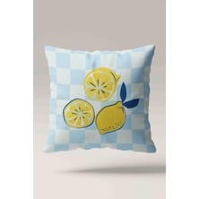 Luvis Store Limone Blu - Limon Desenli 2'li Çift Taraflı Dekoratif Kırlent Kılıfı Seti
