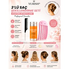 Yurish 3’lü Saç Şekillendirme Seti Stick Wax, Metal Saplı Krepe Tarak ve 6 Dişli Kore Hacim Tarağı