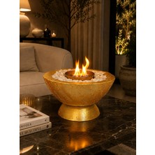 Mavera Atelier El Yapımı Lüks Gold Masa Şöminesi