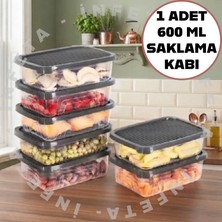 İnfeta 1 Adet 600 ml Mikrodalga ve Difrize Uygun Saklama Kabı Gri Kapaklı Buzdolabı & Yemek Kabı Mutfak Düzenleyici Kahvaltılık Bakliyat Çerezlik Meyve Saklama Kabı