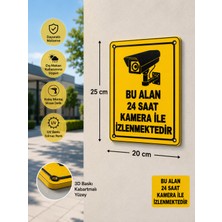 Aselis3D Bu Alan Kamera Ile Izlenmetedir 25X20 Cm, 7/24 Kamera Uyarı Levhası Petg Plastik Suya ve Güneşe Dayanıklı
