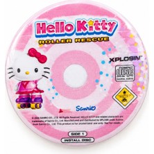 Fynbos Hello Kitty Roller Rescue CD Şeklinde Rozet | 44 mm Metal Çanta Rozeti | Hello Kitty Fan Aksesuarı | Y2K Vintage CD Rozet | Çanta ve Ceket Aksesuarı