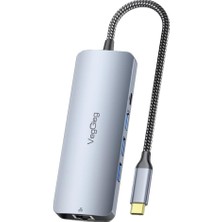 4K 60Hz HDMI Gigabit Ethernet 3*usb-A 2*type-C 3.5mm Aux Sd Micro Sd Kart Okuyucu Çevirici Çoklayıcı