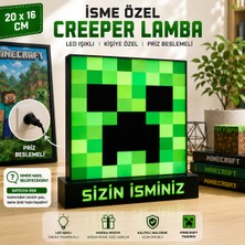UstaPrint3D Minecraft Creeper Isme Özel LED Lamba 20X16 cm – Kişiye Özel Gece Lambası