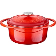 Happy Trend Lava Metal Heritage Serisi - Döküm Tencere, Yuvarlak, 24 Cm, Kırmızı