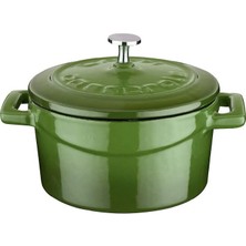 Happy Trend Lava Metal Döküm Mini Tencere, Trendy, 10 Cm, 0.35 L Hacim, Yeşil