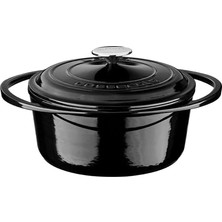 Happy Trend Lava Metal Heritage Serisi - Döküm Tencere, Yuvarlak, 24 Cm, Siyah