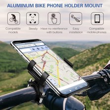 Happy Trend Bisiklet Motorsiklet Evrensel Cep Telefonu Tutucu Alüminyum Paslanmaz - Bütün Telefonlarla Uyumlu - Metal Dayanıklı Siyah