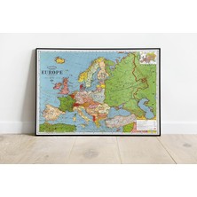 Happy Trend Pegziz PGZZNM3257 Avrupa Haritası Sanatsal Duvar Dekorasyon Poster 60X90CM.
