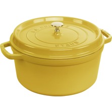 Happy Trend Staub Emaye Dökme Demirden Kapaklı, Indüksiyon Dahil Tüm Ocak Türleri Için Uygundur, 4 Kişilik, Yuvarlak, 24 Cm, 3,70 L, 4,7 Kg, Limon