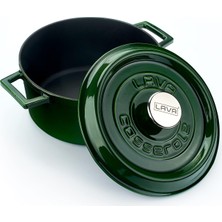Happy Trend Lava Metal Premium Serisi - Döküm Yuvarlak Tencere, 24 Cm, Majolik Yeşil