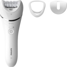 Happy Trend Philips Epilasyon Cihazı, Islak ve Kuru Kablosuz Kullanım, Ekstra Geniş Başlık, LED Işık, Hassas Bölge Başlığı, Optimum Temas Başlığı, 10 Dakikada Pürüzsüz Cilt, Beyaz Renk, BRE700/05