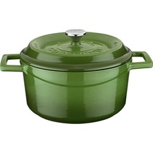 Happy Trend Lava Metal Döküm Yuvarlak Tencere, 20 Cm, Yeşil