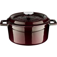 Happy Trend Lava Metal Premium Serisi - Döküm Yuvarlak Tencere, 24 Cm, Majolik Mor
