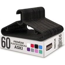 Happy Trend Coverest 60 Adet Slim Plastik Elbise Askısı, Gardrop Için Alan Tasarruflu Pantolon Gömlek Ceket Etek Askısı, Kıyafet Askısı, 39.5 cm x 17.5 cm (60, Siyah)