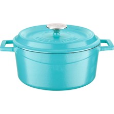 Happy Trend Lava Metal Spring Serisi - Döküm Tencere, Yuvarlak, 24 Cm, Mat Emaye, Parlak Siyah Taban, Kırmızı