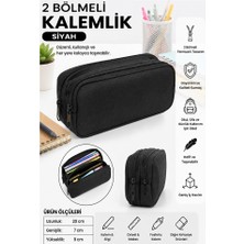 Artlantis Düz Renk Bez Kalemlik 1 Adet Stilo KL22 Iki Bölmeli Fermuarlı Bez Kalemlik Kutusu Çocuk Okul Kalem Makyaj Kutusu