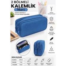 Artlantis Düz Renk Bez Kalemlik 1 Adet Stilo KL22 Iki Bölmeli Fermuarlı Bez Kalemlik Kutusu Çocuk Okul Kalem Makyaj Kutusu