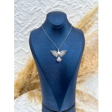 Livora Jewelry 925 Ayar Gümüş Zirkon Taşlı Zümrüdüanka Kuşu Işıltılı Özel Tasarım Kadın Kolye
