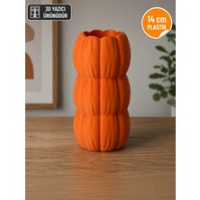 Filkorium3D Minimal Bal Kabağı Tasarımlı Plastik Vazo - Kuru Çiçek Vazosu 15 cm | 3 Katlı Dekoratif Vazo | Modern Ev Dekoru