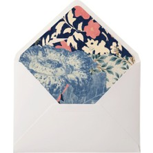 Bazen Defter Floral Kolaj Desenli Kırık Beyaz Zarf