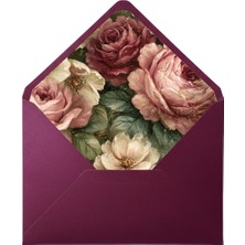 Bazen Defter Gül Desenli Bordo Zarf