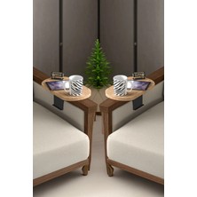 Quattro Home Koltuk Yanı Oval Tepsi Sehpa Seti 2'li - Kahverengi