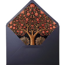 Bazen Defter Çiçek Ağacı Desenli Siyah Zarf