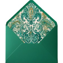 Bazen Defter Barok Desenli Yeşil Zarf