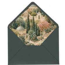 Bazen Defter Bahçe Desenli Yeşil Zarf