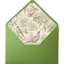 Bazen Defter Tavus Kuşu Desenli Yeşil Zarf