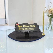 Ecay Mermer Ürünleri Sümen Ofis Için Doğal Siyah Mermer Isimlik Gold Tasarımlı Kalem Li