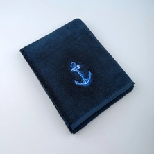 Rungear Up Marine Serisi 600 Gsm Ultra Emici Deniz Tekne El Yüz Havlusu %100 Penye Pamuk Çapa Nakışlı Spor Havlu - 50 cm x 100 cm