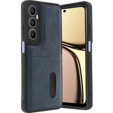 Gees Global Realme C65 Sara Kartvizitli Deri Kılıf - Lacivert