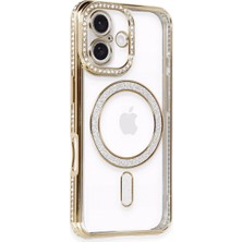 Gees Global Apple Iphone 16 Kılıf Joke Simli Magneticsafe Kılıf - Gold