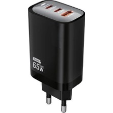 HiboTekno 65W Gan Hızlı Şarj Aleti Adaptörü - 2x Type-C + Usb-A Çoklu Pd Şarj
